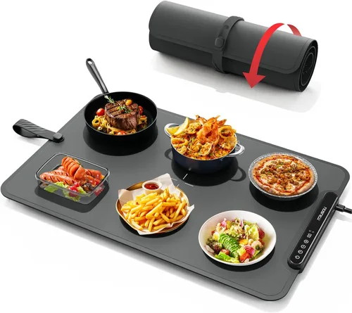 Miniatura 13 de Tapete Calentador para Alimentos, Bandeja Calentadora Eléctrica iTRUSOU Calor Continuo 99H, 7 Configuraciones de Temperatura, Calentamiento Gris