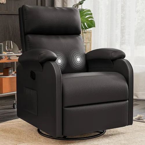 Silla reclinable Homall, silla oscilante giratoria de 360 para adultos, silla de masaje para guardería con respaldo y reposapiés ajustables, sillas