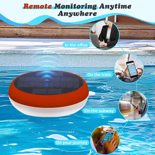 Miniatura 4 de YINMIK - Monitor inteligente de piscina, lector de sal de piscina con energía solar, medidor digital de sal de pH para piscina de agua salada
