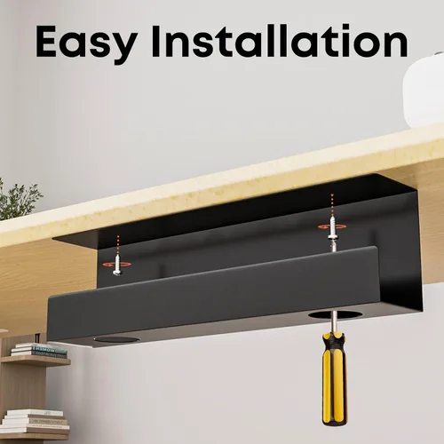 Miniatura 3 de Organizador de cables debajo del escritorio, bandeja de gestión de cables de 17 pulgadas, soporte para regleta de alimentación, organizador