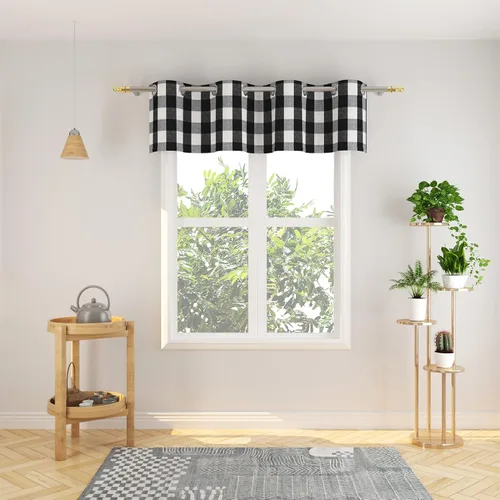 Miniatura 21 de Cortinas de 24 pulgadas de largo con diseño Buffalo Check Gingham Plaid para ventanas de cocina y baño, tratamiento para ventanas con 2 paneles