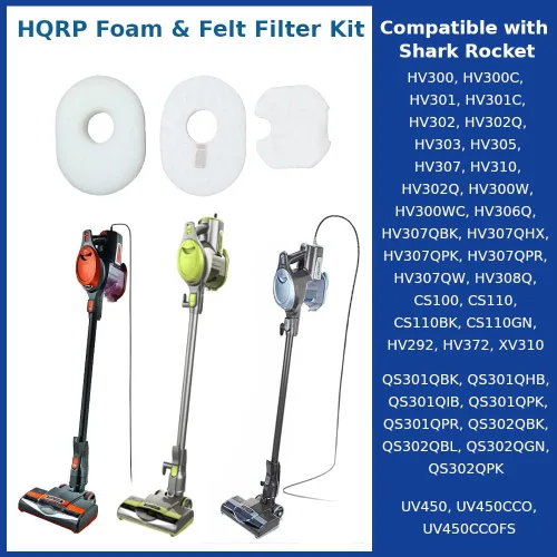 Miniatura 5 de HQRP Paquete de 2 filtros de espuma y fieltro XFFV300 de repuesto para aspiradoras verticales ultraligeras Shark Rocket Deluxe UV450 UV450_26 HV300