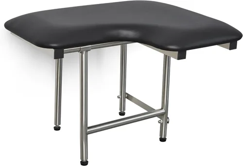 Asiento de ducha plegable para zurdos de 28 x 22.5 pulgadas, para montaje en pared, para zurdos, color negro, compatible con ADA