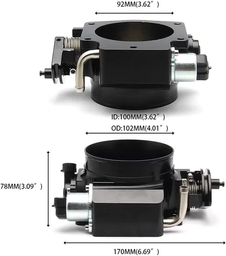 Miniatura 6 de Ensamble de cuerpo de acelerador de 92 mm de Endxedo Compatible con motor LS LS1 LS3 LS6 LSX de 4 pernos de aluminio negro