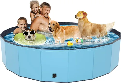 Miniatura 13 de YSJILIDE Piscina plegable para perros, piscina portátil de PVC para mascotas, baño plegable de plástico para perros y niños grandes, medianos y Azul
