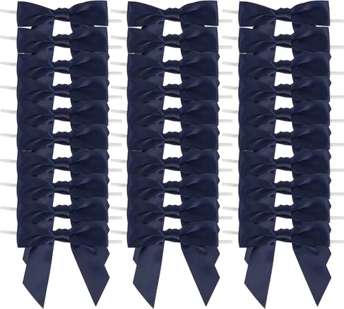 Miniatura 34 de AIMUDI Lazos con Alambre de Amarre para Bolsas de Golosinas de 3.5 pulgadas, Lazos de Satén Azul Turquesa para Manualidades, Lazos Prefabricados