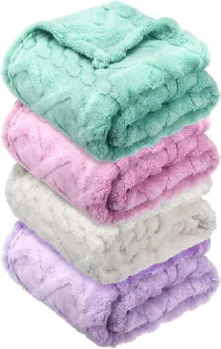 Miniatura 14 de VitalCozy Juego de 4 Mantas de Felpa Suave para Bebé 30" x 40" 3D de Peluche Cálido Mantas de Envoltura para Dormitorio para Niños Pequeños, Niñas