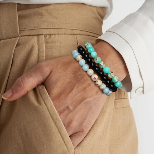 Miniatura 3 de Risyfjew 3 pulseras de cristal curativo para mujer de 0.315 in de piedra natural con cuentas elásticas de amatista, regalos de joyería