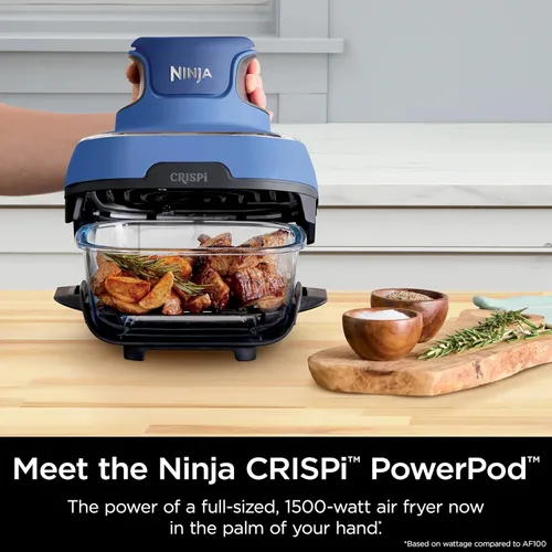 Miniatura 4 de Ninja Crispi Sistema de Freidora de Aire de Vidrio Portátil 5 en 1, 1500W, 6 Tazas, Contenedores TempWare de 4 Cuartos y 2.5 Cuartos con Tapas, Apto