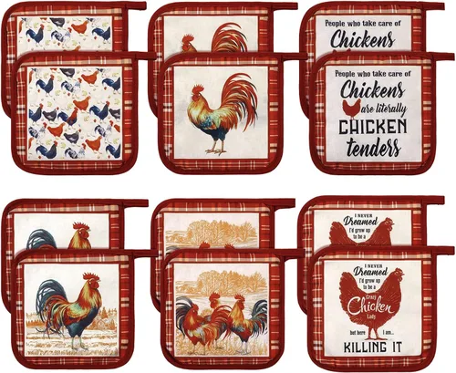 Miniatura 22 de Bencailor 12 soportes para ollas con bolsillo para cocina, guantes calientes para horno, bolsa de galletas, guantes de horno para cocina, regalo