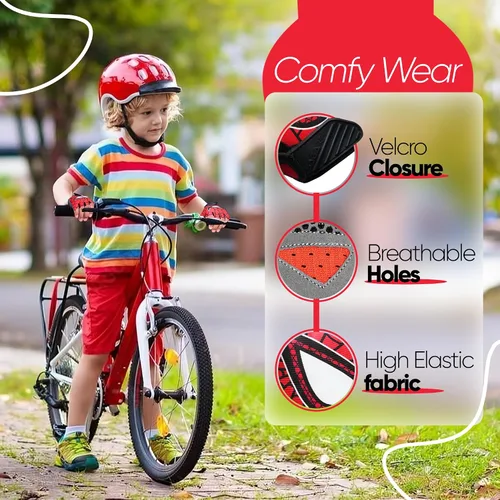 Miniatura 6 de Guantes de ciclismo de medio dedo para niños, antideslizantes, acolchados, antideslizantes, sin dedos, para niños y niñas, ideales para BMX, MTB