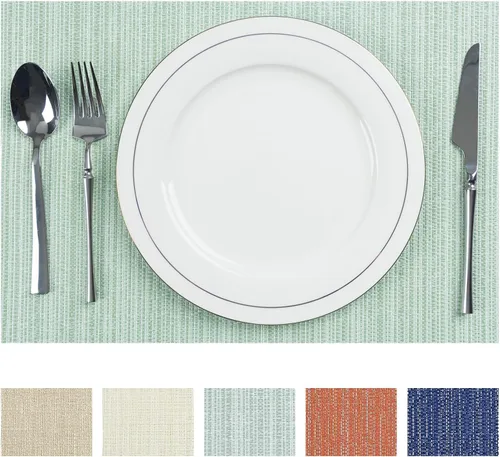 Miniatura 22 de AHHFSMEI Manteles individuales para mesa de comedor, juego de 4, manteles individuales de vinilo tejido de plástico, antideslizantes, aislamiento