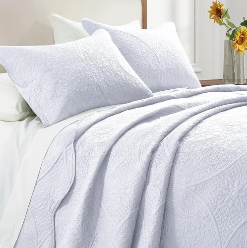 Miniatura 28 de IR Imperial Rooms Velvet Twin Quilt Bedspread Comforter Bedding Set 2 Pcs Diamond Pattern - (68"x86") Bedspread Coverlet + 1 Pillow Shams
