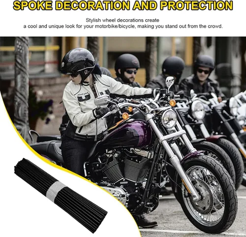 Miniatura 6 de 72 piezas de cubiertas para radios de bicicleta de tierra, fundas universales para llantas de rueda, decoración y protector de borde de tubo