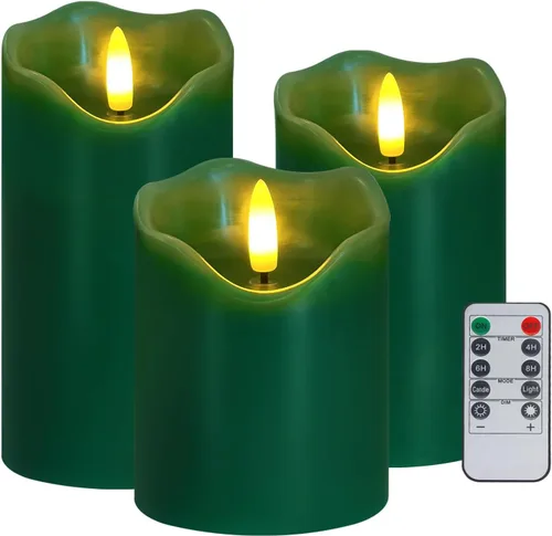 Miniatura 17 de Velas sin llama, juego de 3 velas LED parpadeantes de hoja de arce con control remoto y temporizador, velas LED regulables que funcionan