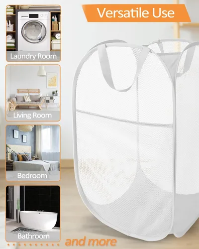 Miniatura 9 de Paquete de 2 cestas plegables resistentes para la lavandería, cestas plegables para lavandería, baño, dormitorio, habitación de los niños