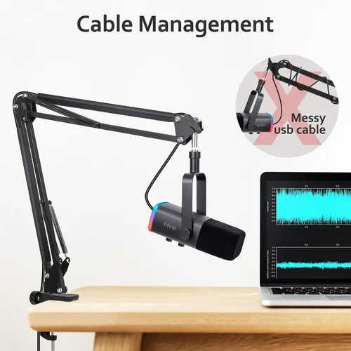 Miniatura 3 de Brazo de brazo AM8: brazo de micrófono ajustable con funda de cable, brazo de micrófono con adaptador de 3/8 a 5/8 pulgadas compatible