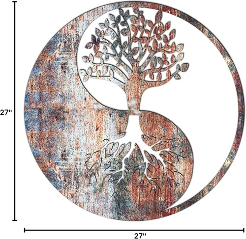 Miniatura 9 de Venovez Yin Yang - Decoración de pared (madera-metal) árbol de la vida, decoración de Yin Yang, decoración de pared de metal, decoración