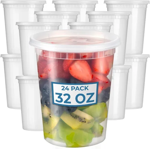 Miniatura 9 de Fit Meal Prep Paquete de 40 recipientes de 8 onzas con tapas, recipientes de cuarto de galón a prueba de fugas con tapas, contenedor de plástico