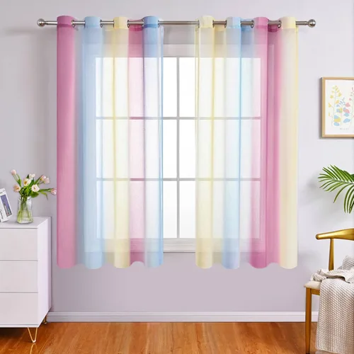 Miniatura 11 de WUBODTI Cortinas de arcoíris para decoración de dormitorio de niñas, 63 pulgadas de largo, con temática de princesa de unicornio, cortinas Rosa