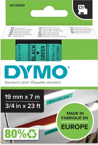 Miniatura 12 de DYMO DYMS0720610 - Cinta de cartucho, 0.472 in x 23.0 ft, color blanco sobre negro