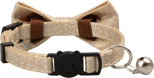 Miniatura 4 de Collar de gato con pajarita brillante para gatos, campanilla, fiesta, boda, fiesta, brillante, 7-11 pulgadas, niña, niño, mascota, color liso