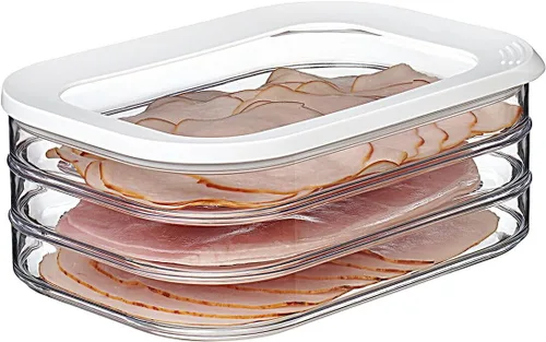 Miniatura 4 de Mepal Modula - Caja redonda apilable para almacenamiento de alimentos, 3 compartimentos con 1 tapa universal transparente enmarcada, ideal