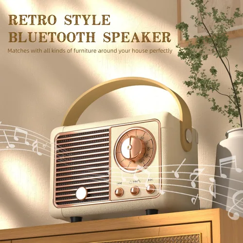 Miniatura 7 de Altavoz Retro Ideas de Regalo de Cumpleaños para Mujer Altavoz Inalámbrico Portátil Regalos para Mujeres, Niñas, Amigas Estilo Retro Pequeño
