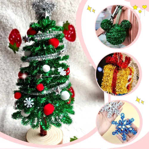 Miniatura 4 de TOAOB - 100 limpiapipas con purpurina, 10 colores, metálicos, suministros para manualidades, tallos de felpilla de 0.236 in x 12 pulgadas