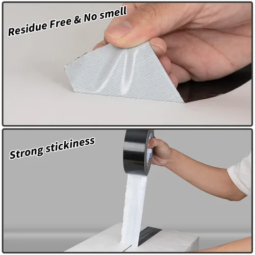 Miniatura 4 de Oleitodh Paquete de 22 rollos de cinta adhesiva negra a granel, 2 pulgadas resistente (total 660 yardas), cinta todo clima fuerte sin residuos, Negro