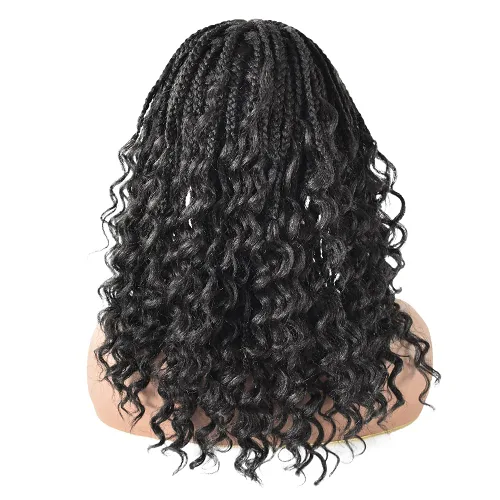 Miniatura 5 de Pelucas trenzadas para mujeres negras, 14 pulgadas, encaje HD suave de 4 3/4 x 12 1/2 pulgadas, peluca trenzada frontal sin nudos, pelucas cortas