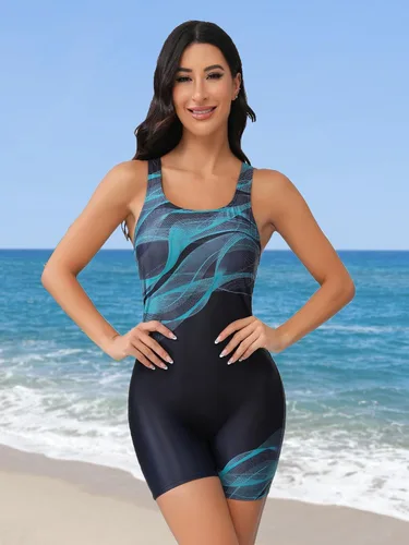 Miniatura 85 de ATTRACO Traje de baño deportivo de una pieza para mujer, traje de baño deportivo de entrenamiento