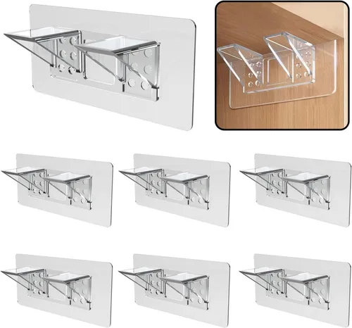 Paquete de 6 soportes adhesivos de servicio pesado para estantes, soportes de doble fila de gran tamaño, clavijas de montaje en pared sin
