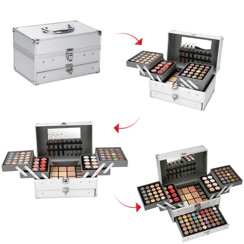 PhantomSky Paleta de maquillaje profesional todo en uno de 132 colores, kit de contorno cosmético, combinación con sombra de ojos, corrector de