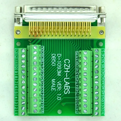 Miniatura 3 de Placa de ruptura delgada de ángulo recto D'sub Header, módulo del conector DSUB del bloque de terminales (DB50 macho)