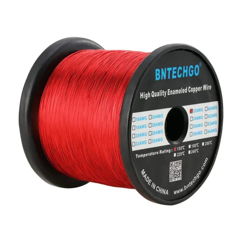 Miniatura 58 de BNTECHGO - Alambre magnético de 26 AWG, cable de cobre esmaltado para bobinado, 4 onzas, 0.0157 pulgadas de diámetro, 1 bobina de color rojo, Rojo 4