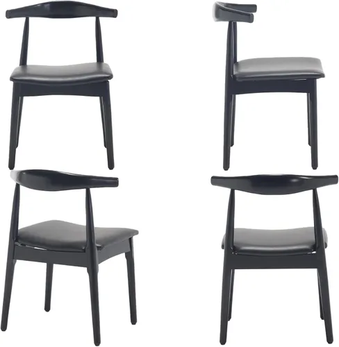 Miniatura 5 de VESCASA Juego de 2 sillas de comedor de mediados de siglo, sillas de comedor tapizadas de piel sintética, sillas de comedor de madera maciza