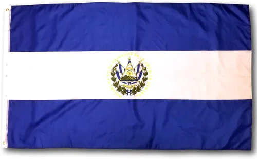 Bandera de El Salvador, 100% poliéster, 3x5, doble costura, interior, azul y blanco, para el Día de la Independencia de El Salvador