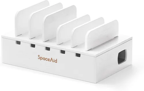 Miniatura 9 de Estación de carga SpaceAid de bambú para múltiples dispositivos, estaciones de acoplamiento para teléfono celular para múltiples laptops, tabletas