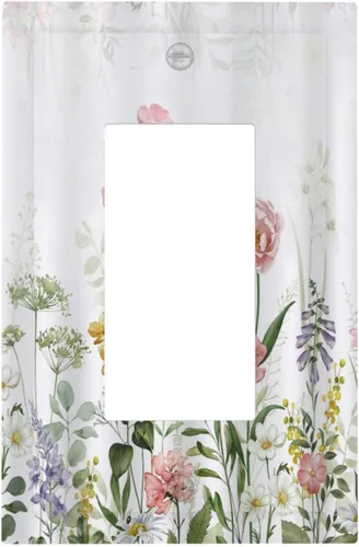 Miniatura 83 de Cubiertas de Salida Triple Basculante con Hojas de Plantas de Eucalipto Azul en Acuarela Floral, Placa Frontal Decorativa de 3 Posiciones, Cubierta