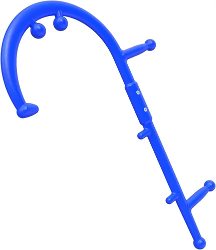 Masajeador de espalda y cuello, para alivio del dolor de fibromialgia de punto de activación y terapia de caña con gancho de auto masaje (azul)