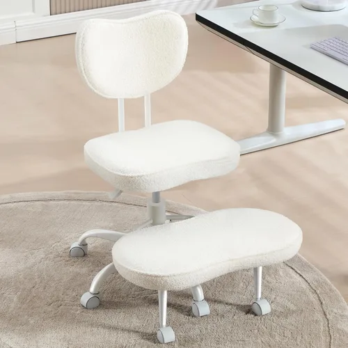 Fizzin Silla de oficina con patas cruzadas, silla cruzada con ruedas, asiento ajustable en altura para TDAH, silla de meditación giratoria de 360°,