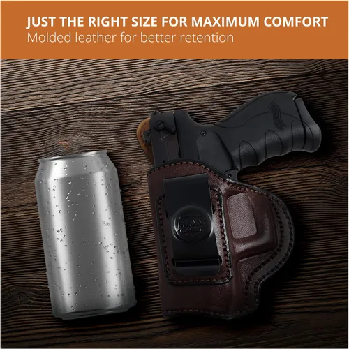 Miniatura 5 de PH - Funda de cuero genuino para pistola Walther PK380, funda de cuero táctica Iwb, funda de cuero oculta, cómoda apéndice de transporte diario