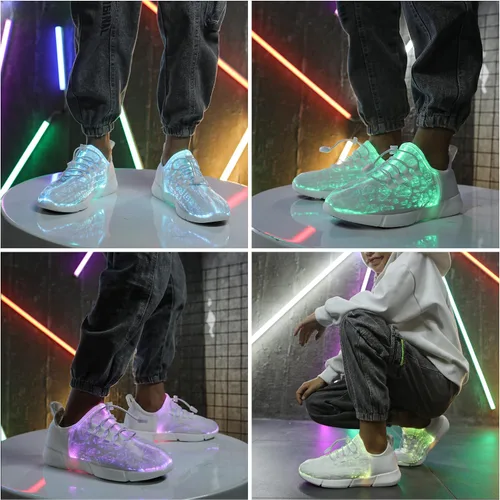 Miniatura 5 de YYXMS Zapatos de fibra óptica para niños y niñas, tenis iluminados para niños, zapatos intermitentes con carga USB para Navidad, festivales