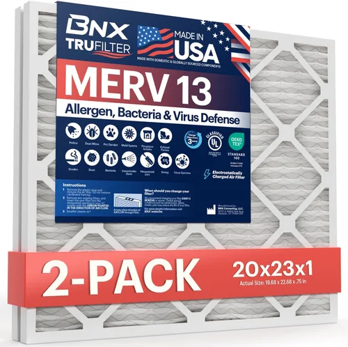 Miniatura 42 de BNX TruFilter 20x23x1 filtro de aire MERV 13 (paquete de 4) - HECHO EN EE. UU. - Filtros plisados electrostáticos para aire acondicionado HVAC AC