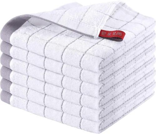 Homaxy Paños de cocina 100% algodón de felpa, toallas de cocina ultra suaves y absorbentes para la cocina, adecuadas para secar y lavar platos,