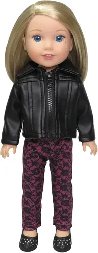 Miniatura 2 de American Fashion World Chaqueta de cuero para muñecas de 14 pulgadas Calidad premium y diseño moderno Ropa de muñecas Moda de ropa