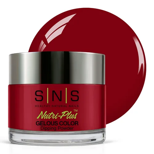 SNS - Polvo de inmersión de uñas, polvo de inmersión de color rojo corazones de fuego (rojo), CS071, color de uñas de larga duración dura 14 días,