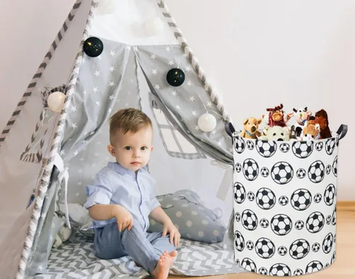 Miniatura 4 de Cesta de fútbol para niños, cesta de fútbol para guardería, lindo contenedor de almacenamiento para niños, organizador de habitación para el hogar