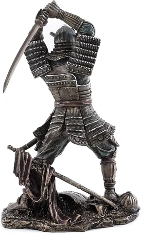 Miniatura 4 de Top Collection Estatua japonesa de guerrero samurái bushido, escultura histórica con espada de artes marciales en bronce fundido en frío de primera
